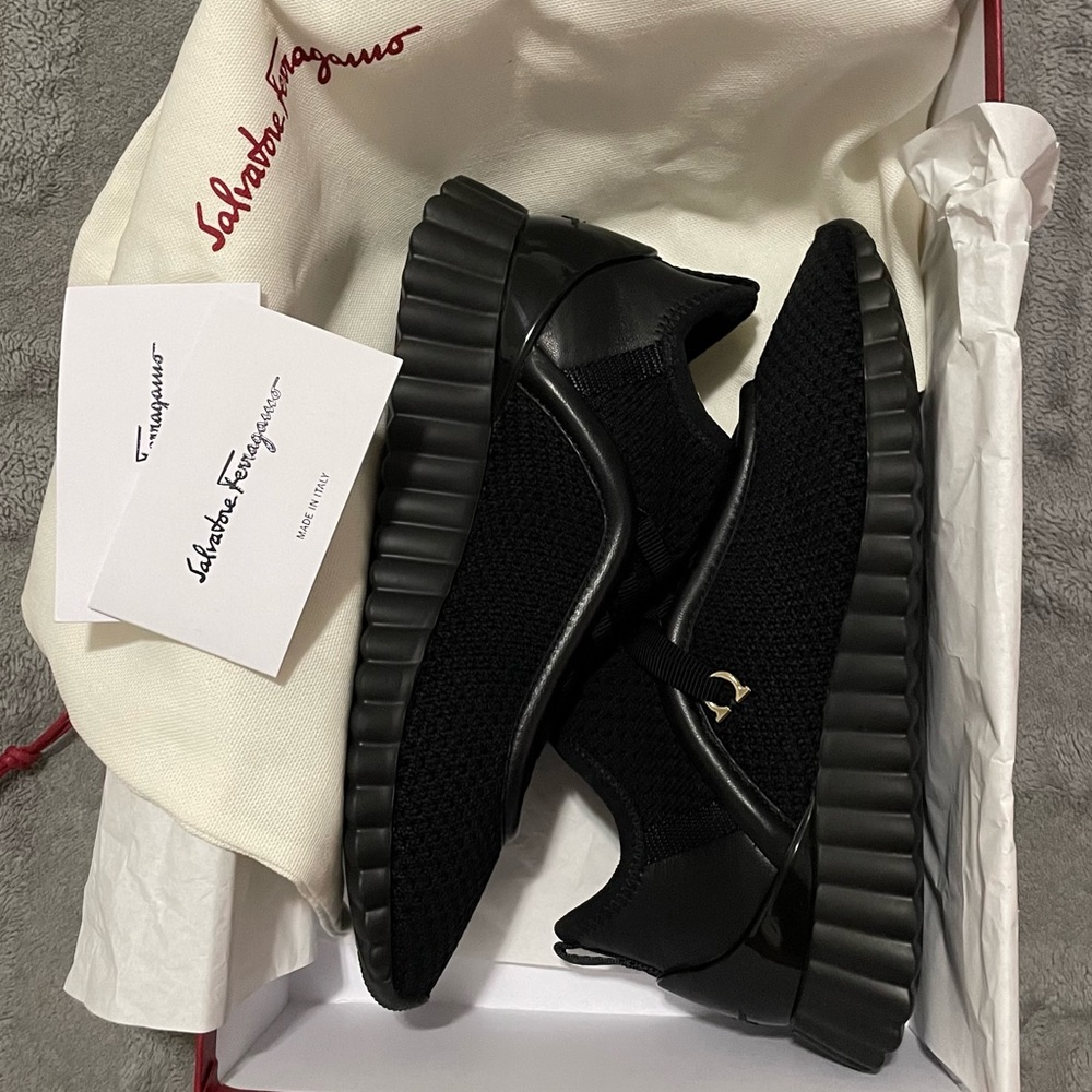 Salvatore Ferragamo Black MEG slip on Sneakers